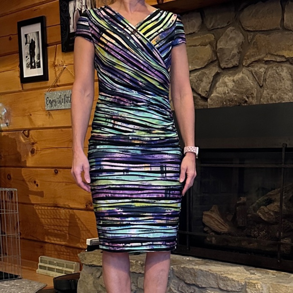 Joseph Ribkoff Vibrant Striped Midi Dress